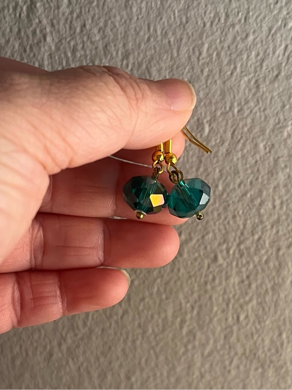 Gold-Tone Emerald Green Faceted Crystal Drop Earrings
